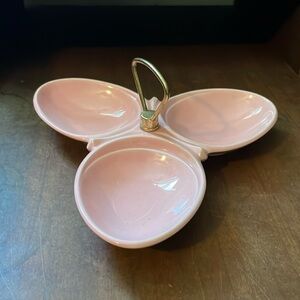 Vintage MCM Miramar California Pottery Pink Divided Dish Trinket Vanity Dish